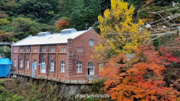 旧端出場水力発電所ともみじ・イチョウの紅葉（新居浜市）