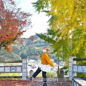 砥部町の紅葉スポット「陶祖ヶ丘と陶板の道」で見られるイチョウともみじの絶景｜サムネイル画像