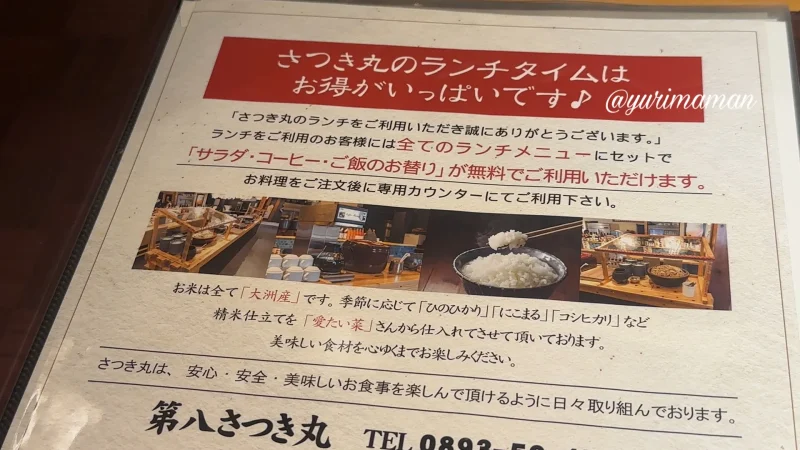 サラダバーとごはんおかわり自由！第八さつき丸の贅沢ランチメニューを堪能してきました＠大洲市 - ゆりママんブログ