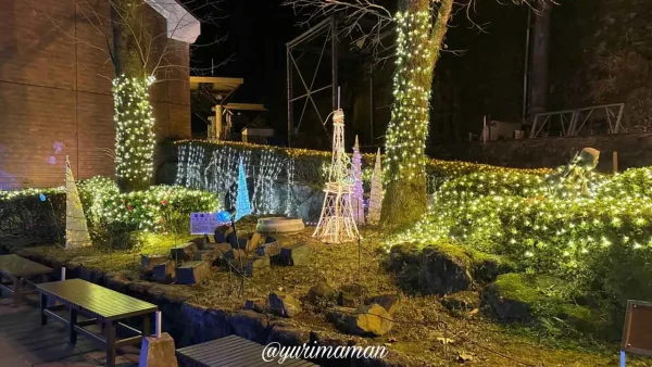 2025年のマイントピア別子イルミネーション会場を広角で撮影した全体写真 - ゆりママんブログ 2025年のマイントピア別子イルミネーション会場を広角で撮影した全体写真