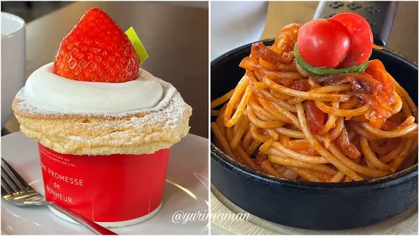 しまなみいちご園隣にあるSAISAI CAFEでケーキとミニ鉄板ナポリタンを