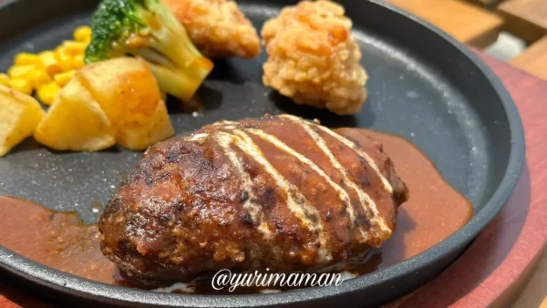 アロハテラスのメニュー、鉄板ハンバーグランチのプレート2
