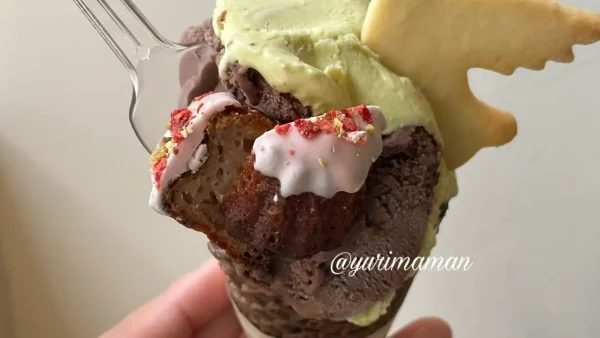 bake shop offrirのジェラート（ピスタチオ×チョコレート）カヌレトッピング