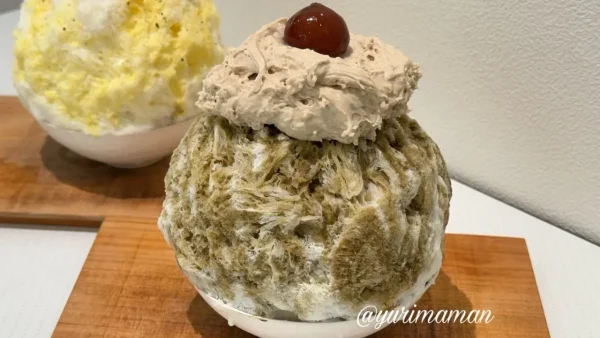 甘味霧中のモンブランのかき氷（松山催事にて撮影）