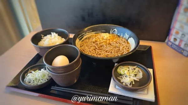 ゆで太郎松山北吉田店の朝食セット（納豆・卵・ごはん・そば）3