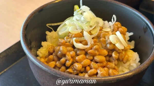 ゆで太郎松山北吉田店の朝食セット（納豆）