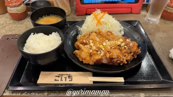 唐揚げ食堂ごいち まつちか店の油淋鶏定食（ご飯・味噌汁・サラダ付き）1