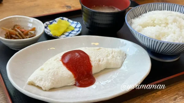 熊福の白いオムレツ定食と美豊卵のたまご食べ放題ランチ＠四国中央市1