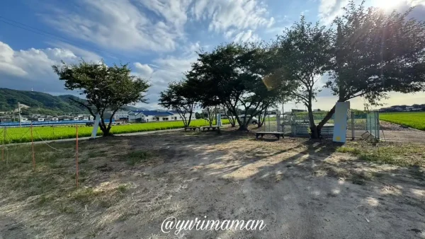松前町ひまわり祭りの駐車場案内板と周辺の風景（2025年）