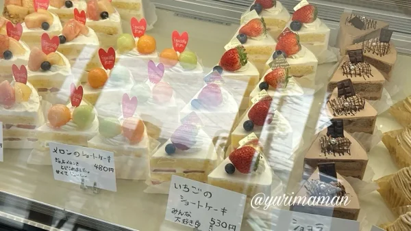 四国中央市のケーキ屋「パティスリーモワティエ」のショーケースに並ぶケーキ2