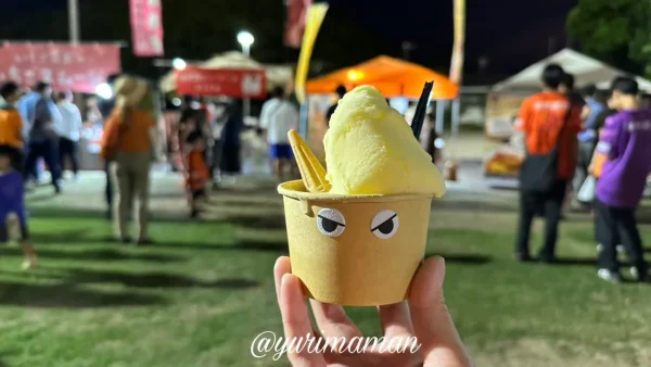 愛媛FC「橙の祭典」で購入したVitaの手作りジェラート（カップ入り）