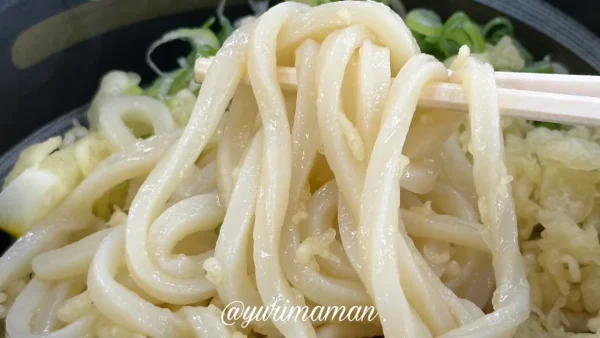 がんば亭川之江店の人気ナンバーワンぶっかけうどん｜天かすとレモンでさっぱり2