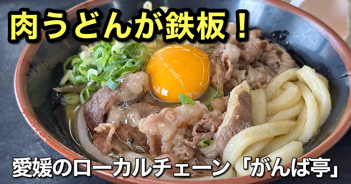 がんば亭（愛媛のローカルチェーン店）肉うどん｜サムネイル画像