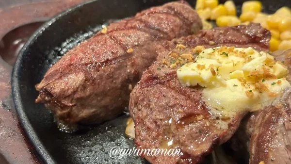 肉の日ランチで注文した牛2種食べ比べコンビ270g｜みすじ1
