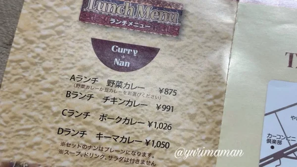 西条市インド料理タージ・マハル東予店のテイクアウトメニュー