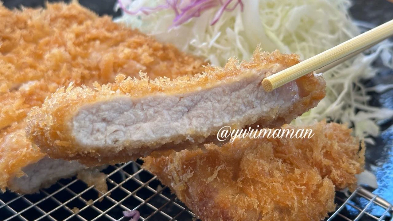 どんとのサクサク衣のロースかつ断面アップ - ゆりママんブログ どんとのサクサク衣のロースかつ断面アップ