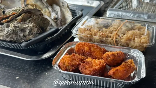 牡蠣奉行（今治市）の牡蠣グルメを並べた写真