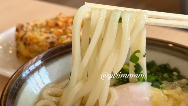 手打ちうどんを実食している様子1