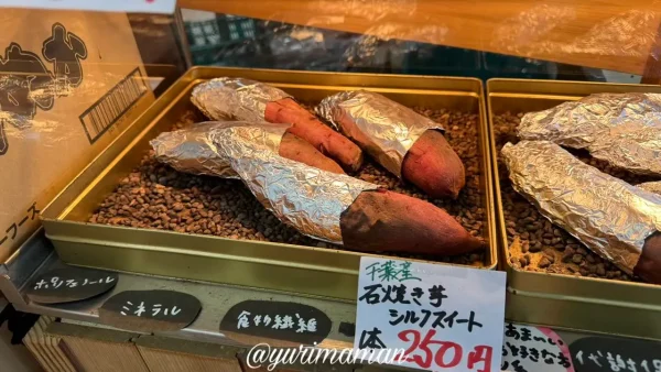 今治市まるひろ店内に並ぶ石焼き芋(シルクスイート) - ゆりママんブログ 今治市まるひろ店内に並ぶ石焼き芋(シルクスイート)