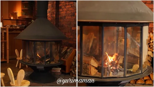 Mcrepe(松山市)暖炉に火がついている様子 - ゆりママんブログ Mcrepe(松山市)暖炉に火がついている様子