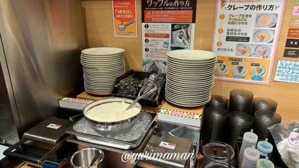 ワッフルやソフトクリームが楽しめるしゃぶ葉今治店のデザートコーナー