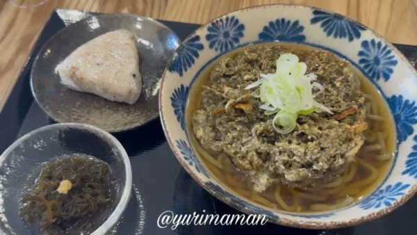 とんぼやのもずく天そばセット（ジューシーと生もずく付き）1