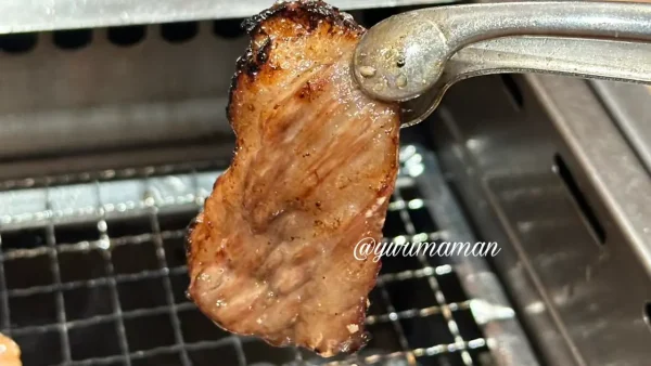 焼肉食堂炎蔵で肉を網で焼いている様子（炎の上がるグリル場面）2