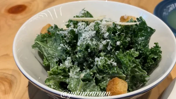 ボウルいっぱいのケールが楽しめるBLUE WAX WINERYのサラダ