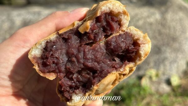 湯げの屋のたい焼き「小倉あん」の断面。
