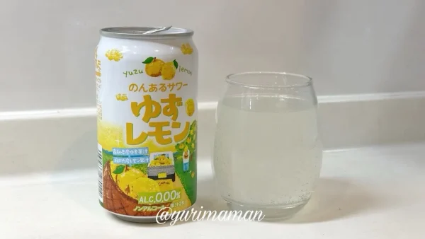 のんあるサワーゆずレモンの缶飲料写真。高知県産ゆずと瀬戸内レモンを使用したノンアル。