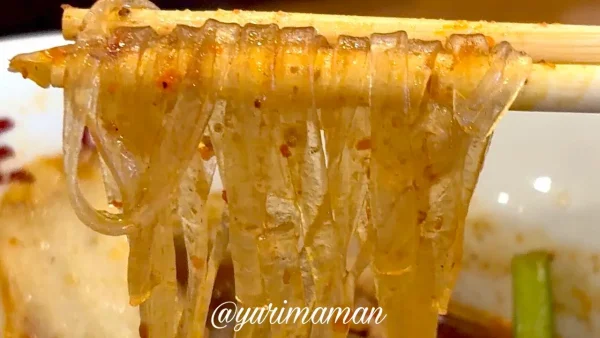 大阪王将の麻辣湯（マーラータン）に入った平たい春雨