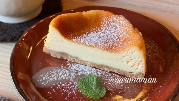 ruru cafe＋ANTAのチーズケーキとコーヒー。甘さ控えめのチーズケーキをレトロな器で楽しめる2