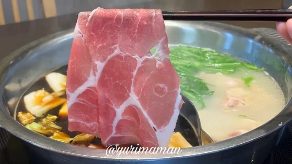 ゆず庵松山久米店のランチの豚しゃぶ用お肉4種類。一枚が大きく食べ応えがある2 - ゆりママんブログ ゆず庵松山久米店のランチの豚しゃぶ用お肉4種類。一枚が大きく食べ応えがある2