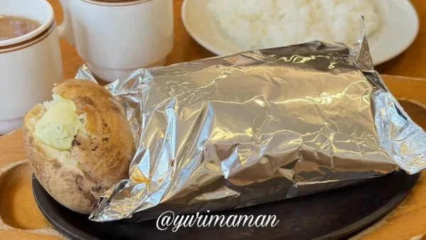 アルミに包まれたココスの包み焼きハンバーグ