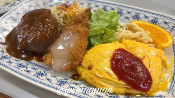 レストラン野咲 特製ランチ ハンバーグ エビフライ オムレツ3