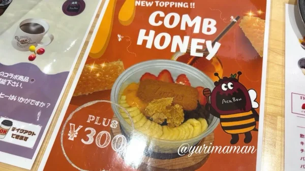 アサイー工房今治店のコムハニー入りアサイーボウル