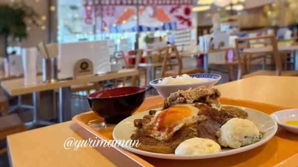 チャーシューエッグ定食と唐揚げのボリューム満点ランチ 大衆食堂スタンドそのだ