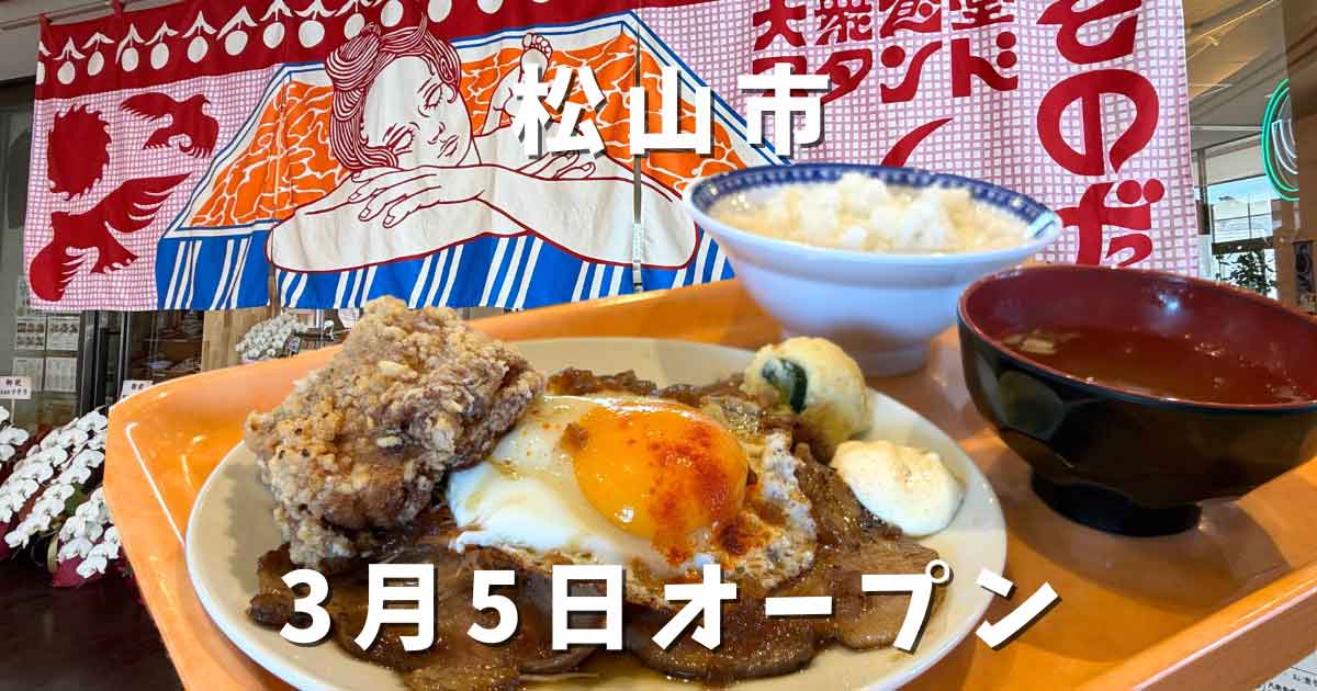 松山市たかのこの湯の新店 大衆食堂スタンドそのだの爆盛チャーシューエッグ定食ランチ