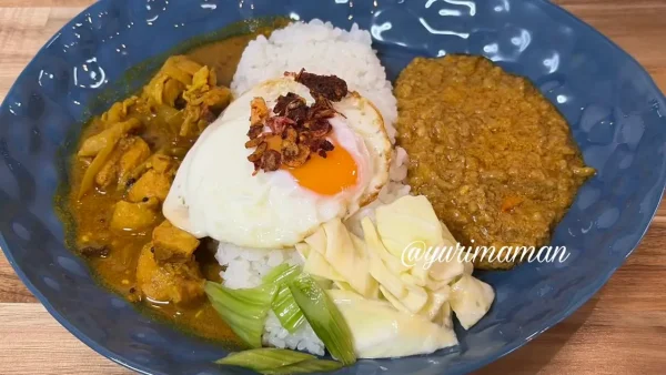 西条市壬生川 東予電気食堂 あいがけスパイスカレー1 - ゆりママんブログ 西条市壬生川 東予電気食堂 あいがけスパイスカレー1