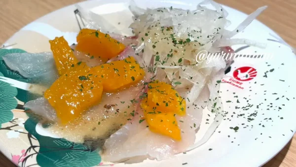 すしえもん道後店 みかんのカルパッチョ - ゆりママんブログ すしえもん道後店 みかんのカルパッチョ
