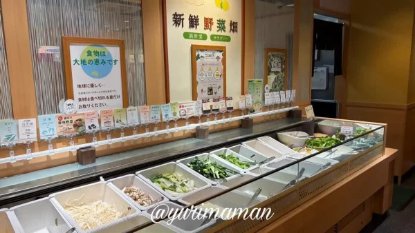 しゃぶ葉 松山束本店の野菜コーナー（セルフ・食べ放題）