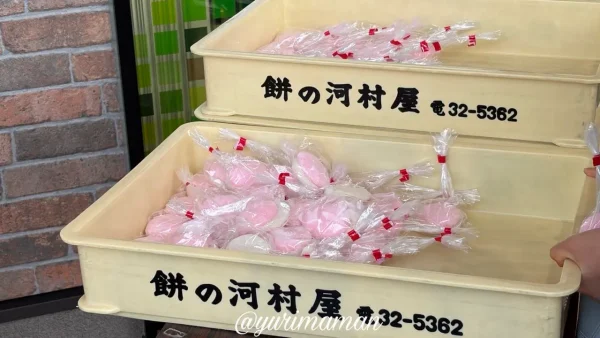 あかがね市四季菜広場で販売されていた餅の河村屋の紅白餅