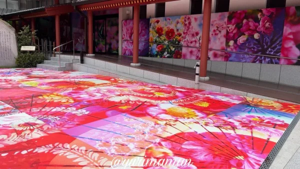 道後温泉 飛鳥乃湯泉 通路 花のパネルアート 蜷川実花2