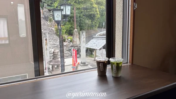 ゐさご茶屋から見える伊佐爾波神社の石段 道後の景色