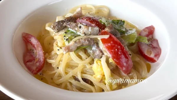 MADO table&flower クリームパスタ 松山カフェランチ