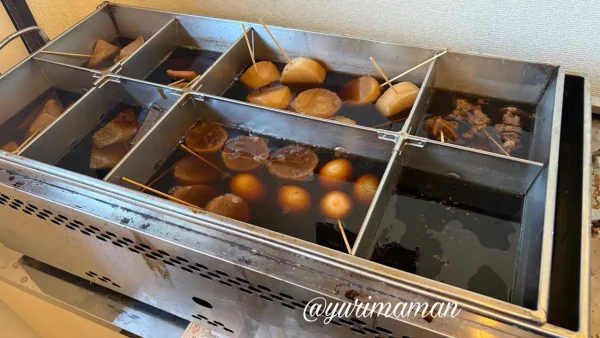 新居浜市 そば芳 おでん 大根やたまごなど味が染みた具材