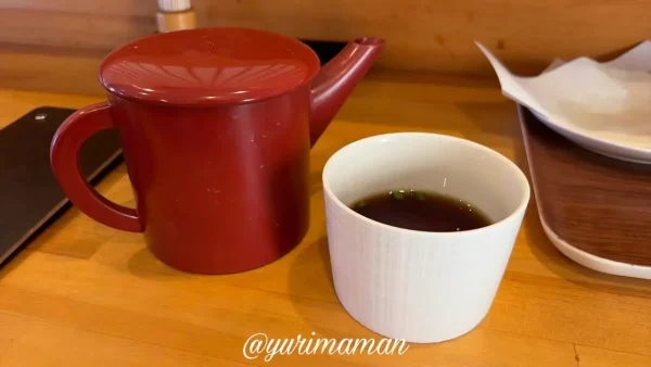 新居浜市 そば芳 蕎麦湯 つゆで割って楽しむサービス