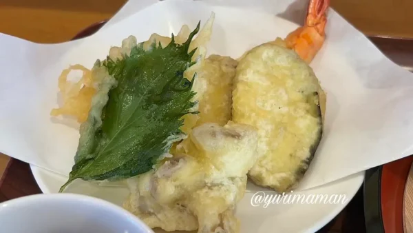 新居浜市 そば芳 天ぷら えびや野菜の盛り合わせ