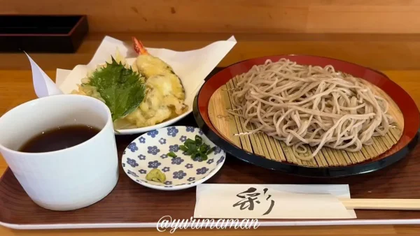 新居浜市 そば芳 天もりそば ざるそばと天ぷらのセット1