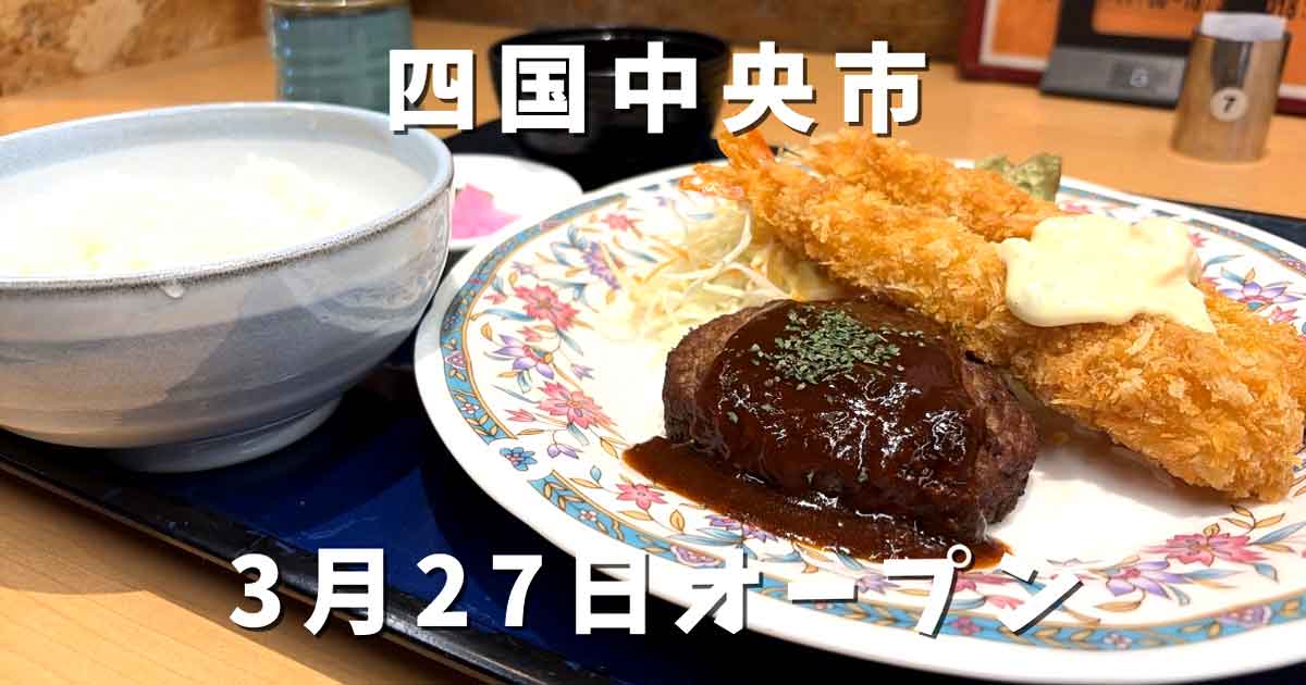 四国中央市 ミートキッチン凪 ハンバーグランチ エビフライ 定食